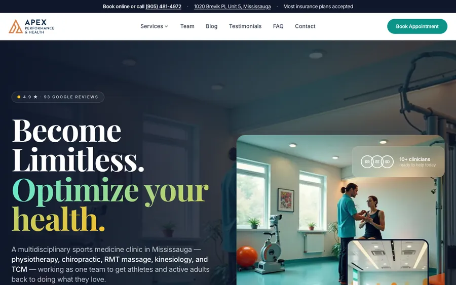 Homepage of Apex Performance & Health, captured 2026-09-25