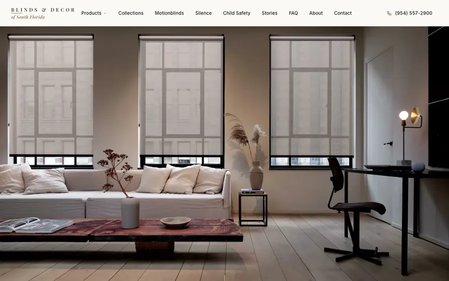 Homepage of Blinds Decor of South Florida, captured 2026-09-25