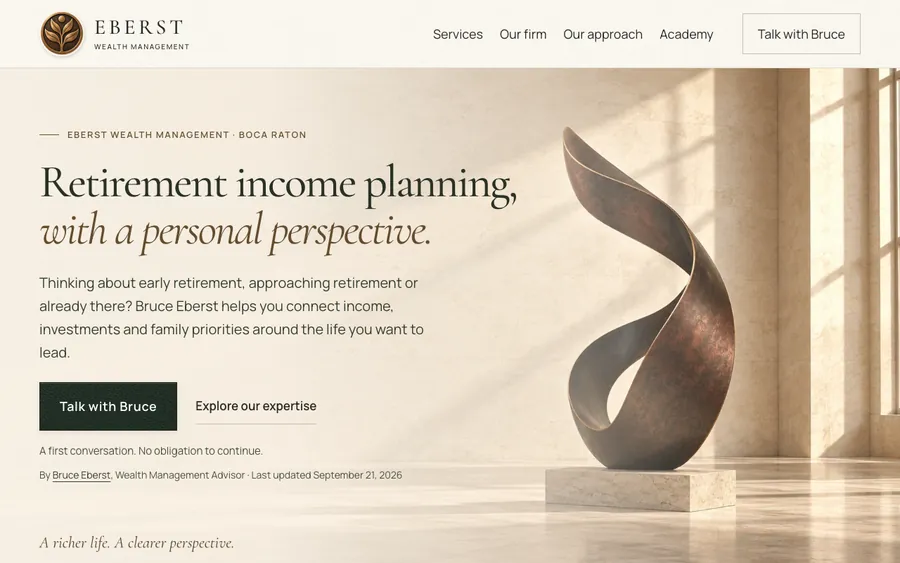 Homepage of Eberst Wealth Management, captured 2026-09-25