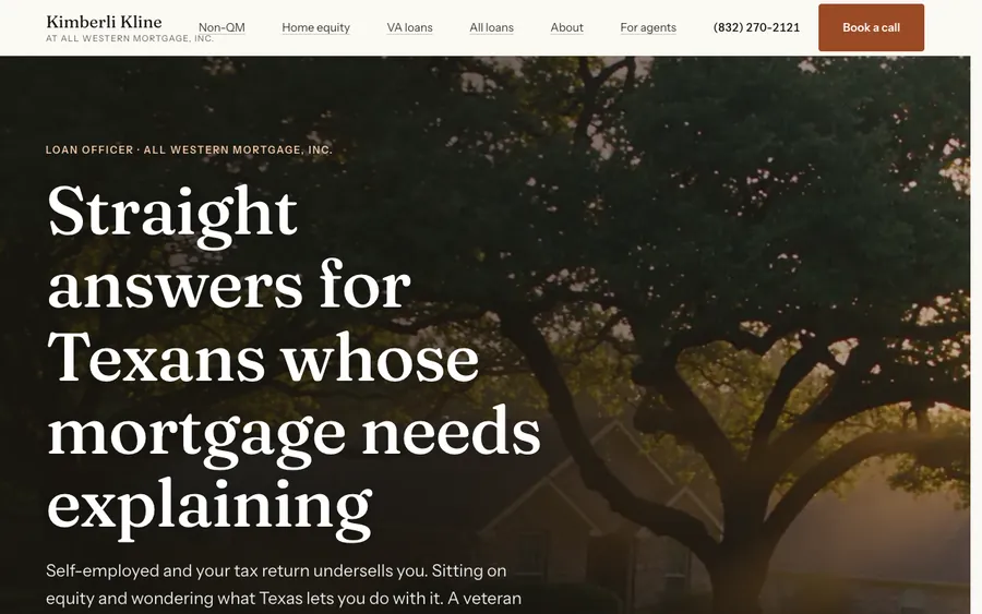 Homepage of Kimberli Kline, All Western Mortgage, captured 2026-09-25
